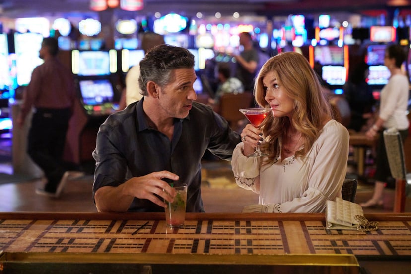 DIRTY JOHN -- Episode 101 -- Pictured: (l-r) Eric Bana as John Meehan and Connie Britton as Debra Newell -- (Photo by: Michael Becker/Bravo)