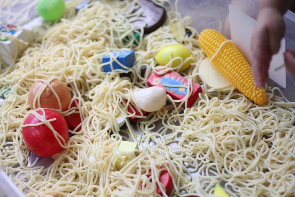 Cloudy With a Chance of Meatballs Sensory Bin