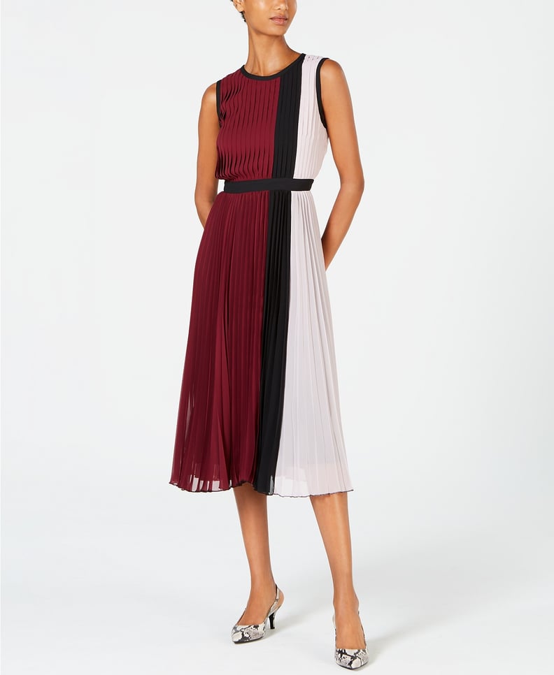 Alfani Colorblocked Pleated Sleeveless Dress