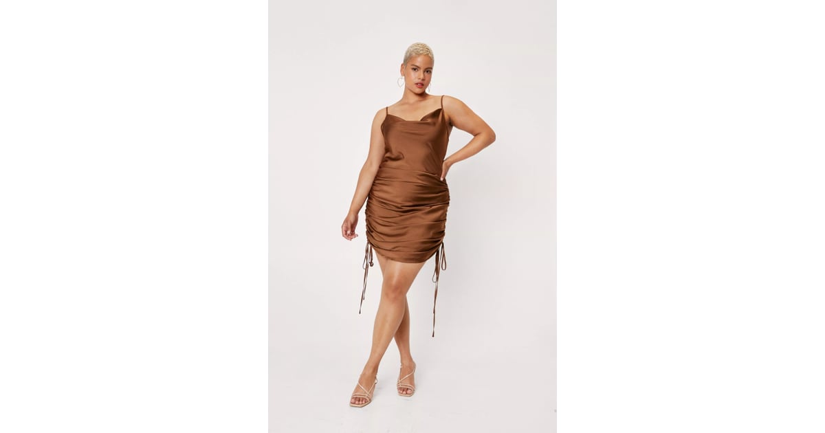 Ruched Detailing: Nasty Gal Satin Cowl Mini Dress