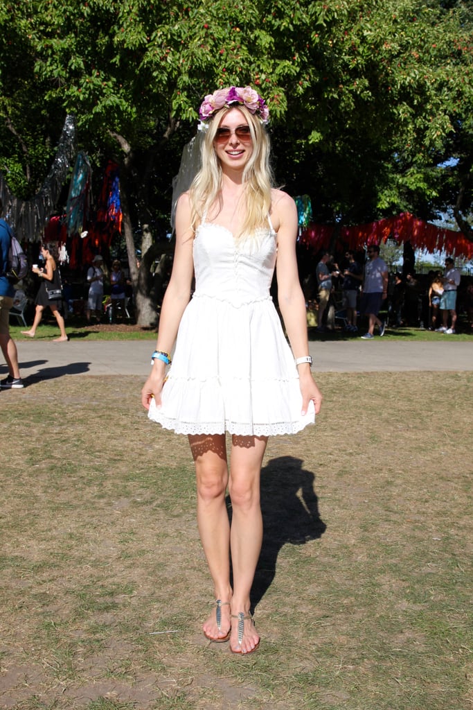 This playful white, A-line Guess dress truly popped under the hot sun in Grant Park.