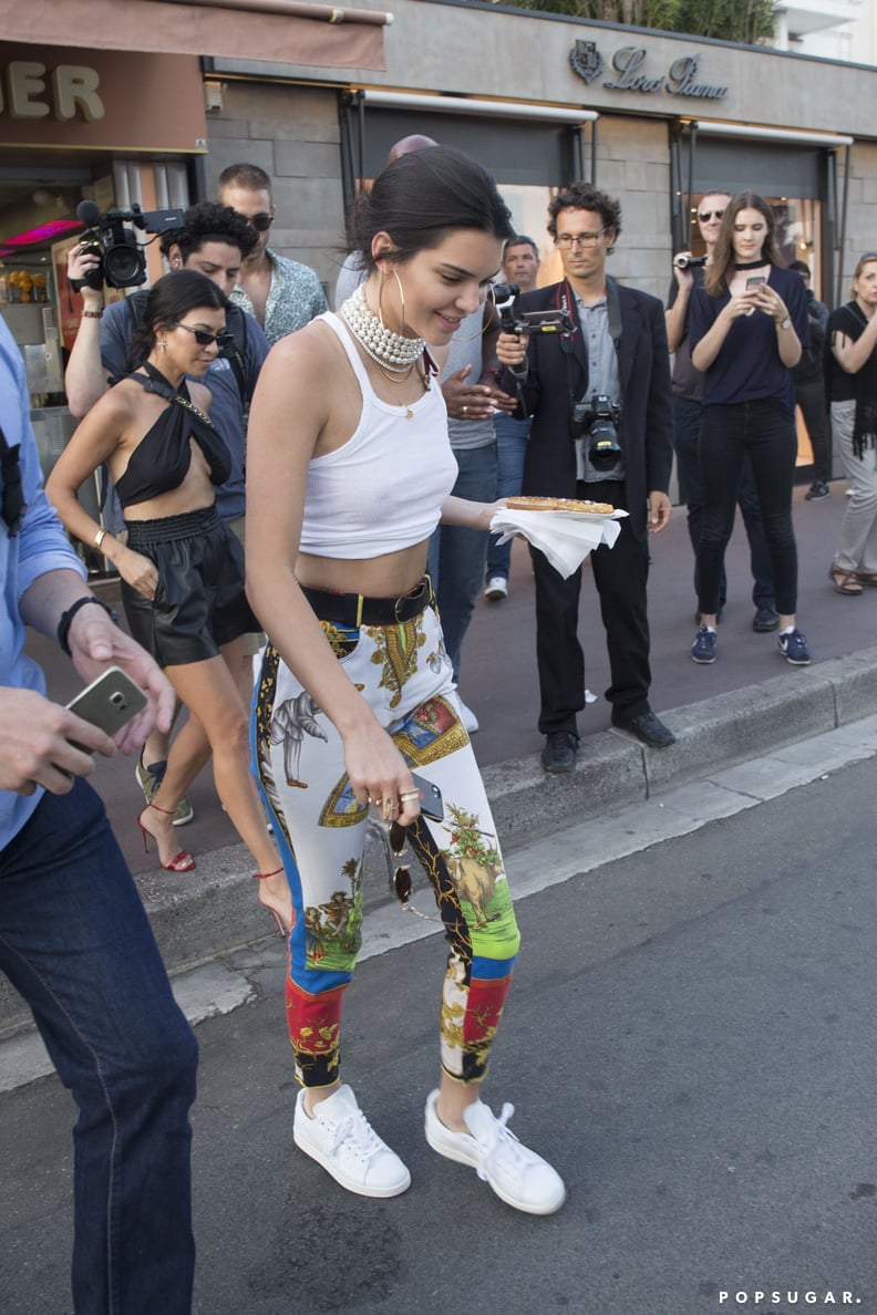 The Front of Kendall's Pants Featured a Colorful Print