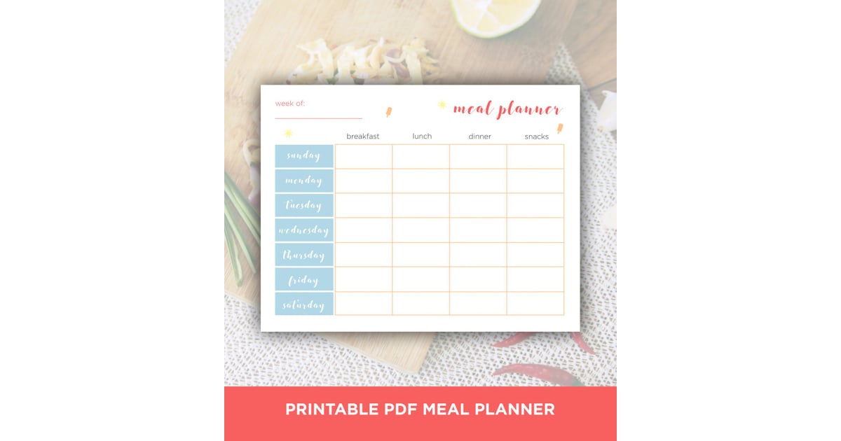 Meal Plan Printable ($2) | Printable Meal-Planning Sheets | POPSUGAR ...