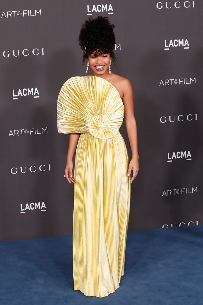 Yara Shahidi Wears Golden Gucci Gown to LACMA Art+Film Gala