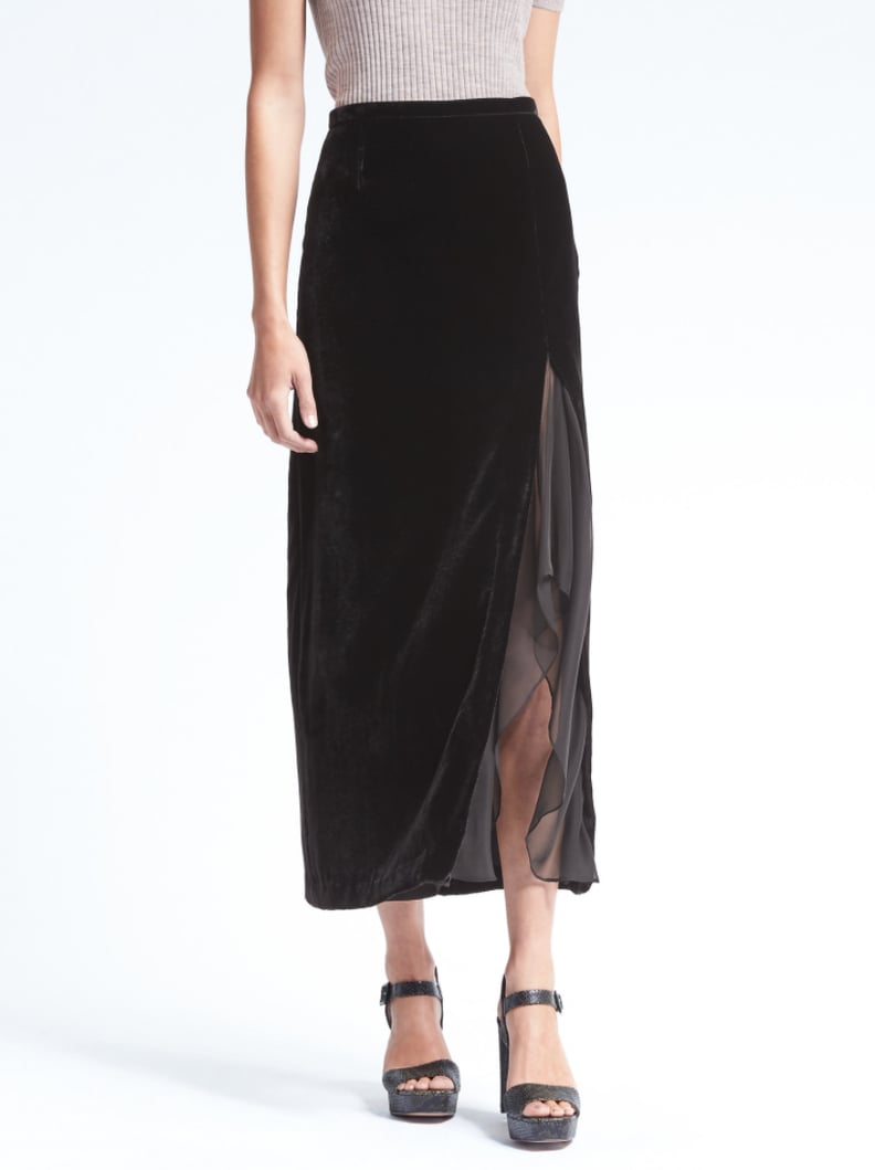 Velvet Maxi Skirt with Slit