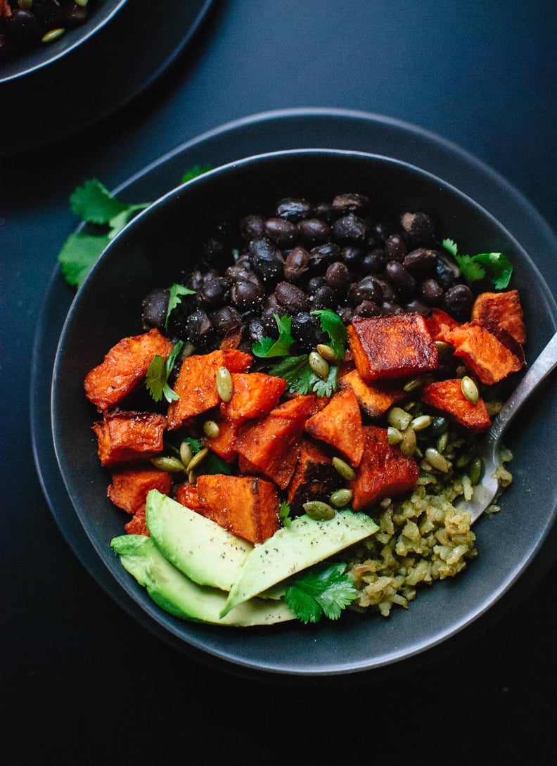 Spicy Sweet Potato and Green Rice Burrito Bowls