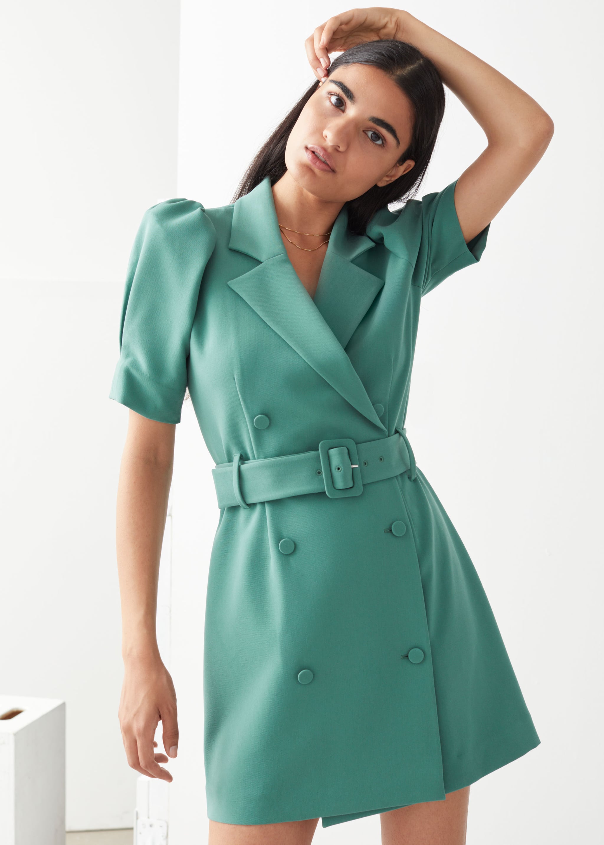 Puff Sleeve Belted Mini Dress | I'm 
