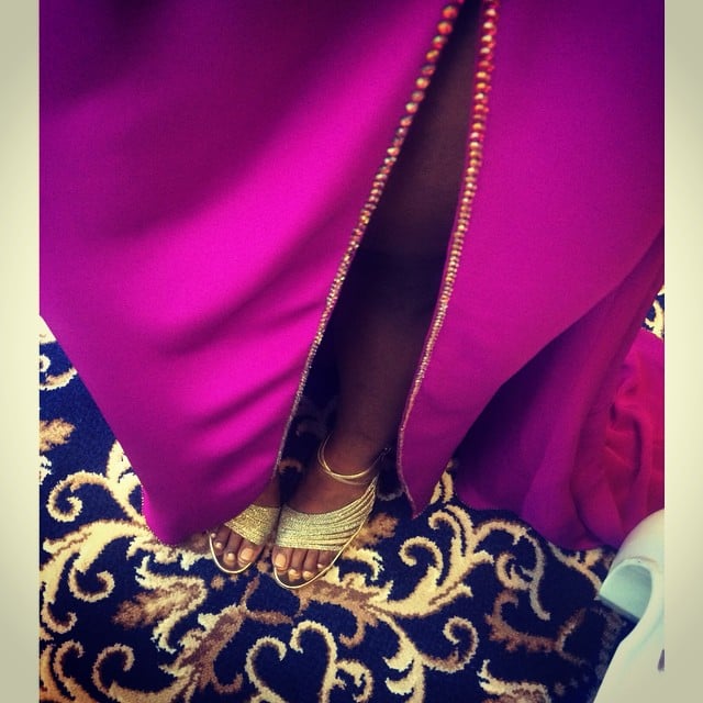 Mindy also Instagrammed a photo of the details, which included "over three thousand hand sewn crystals."