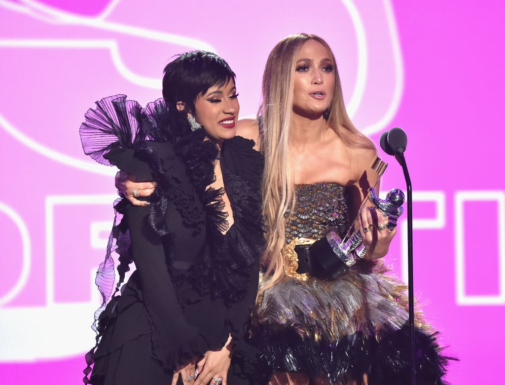 Cardi B and Jennifer Lopez Accepting the Best Collaboration Award at the 2018 MTV VMAs