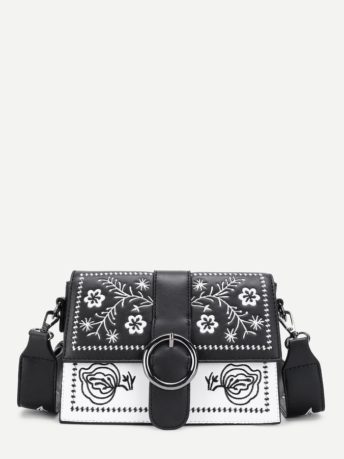 Shein Calico Embroidery Flap Shoulder Bag