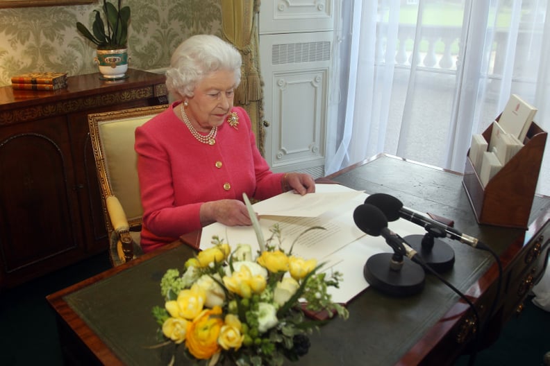 Queen Elizabeth II gives her Commonwealth Day address in 2013.