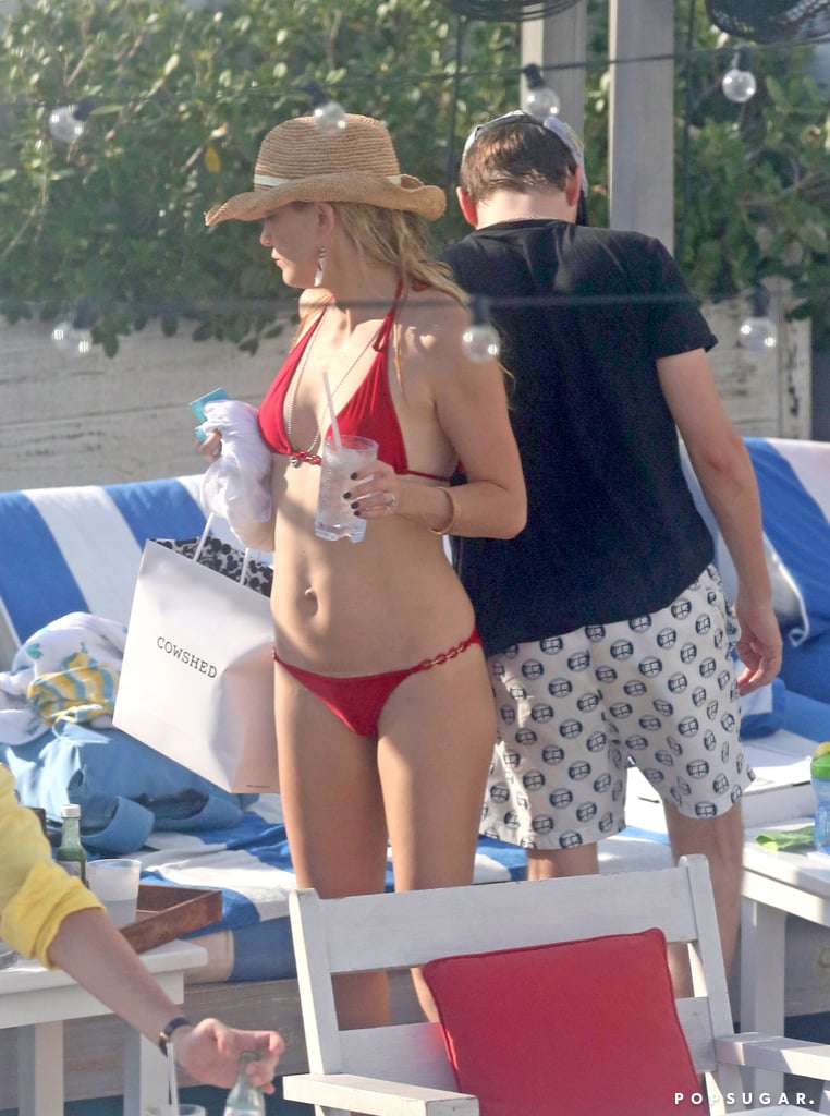 Kate wore red poolside in Miami in February 2013.
