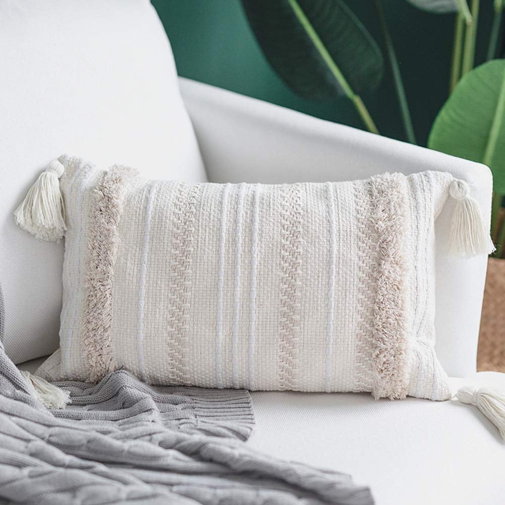 A Textured Pillow Cover: Decorative Lumbar Throw Pillow Cover