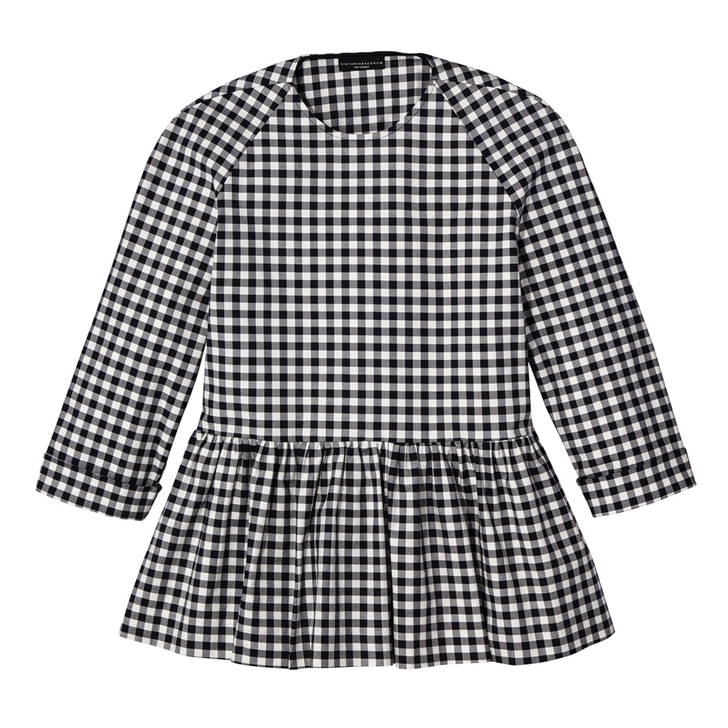 Blue and White Gingham Twill Peplum Blouse ($30)
