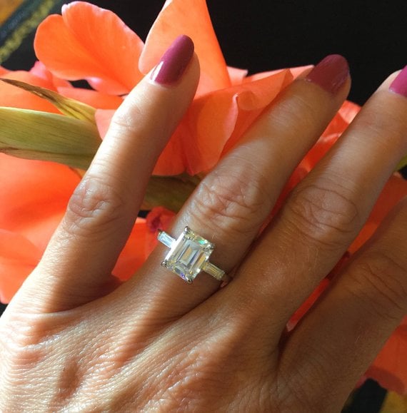 Etsy Emerald Cut Moissanite Ring