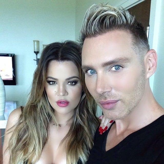 Khloé Kardashian gave a fierce look to the camera with her makeup artist. 
Source: Instagram user khloekardashian