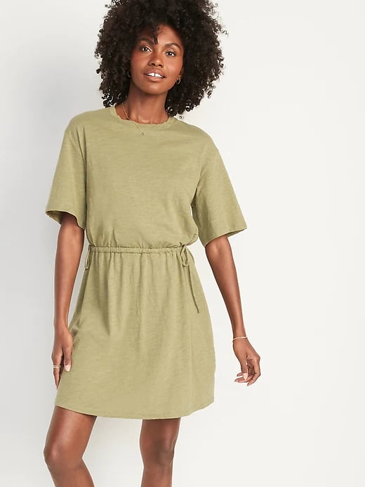 Slub-Knit Mini T-Shirt Dress ...