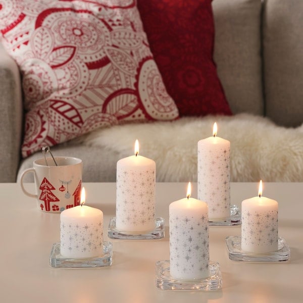 Vinterfest White Star Unscented Block Candles