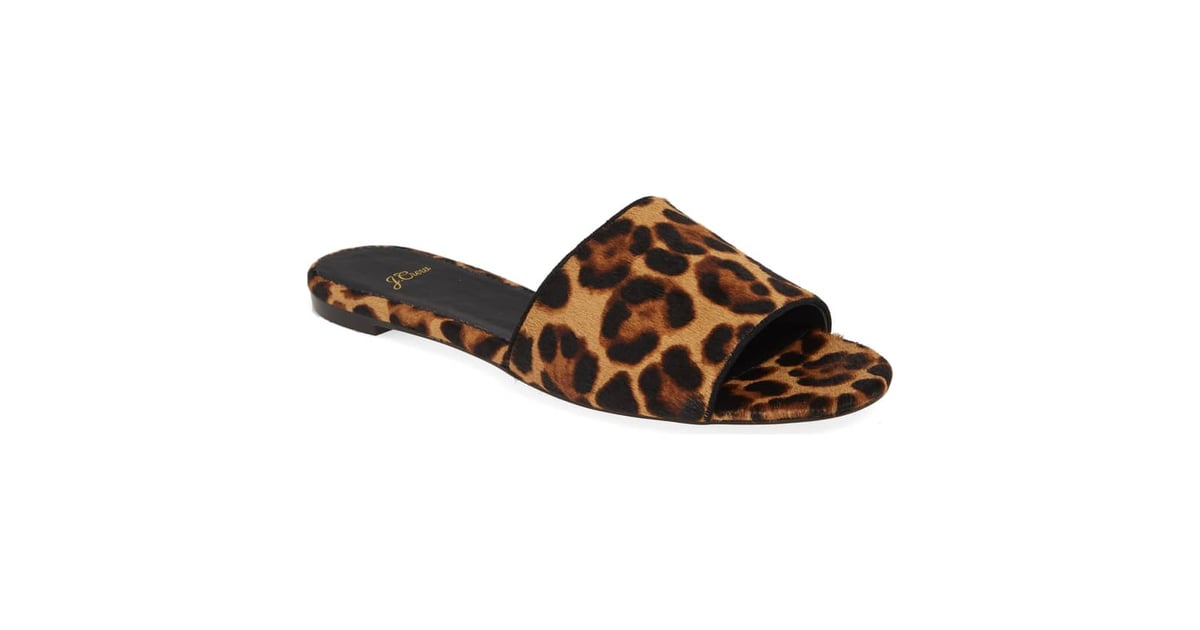J.Crew Cora Leopard Print Calf Hair Slide Sandal | Best Everyday ...