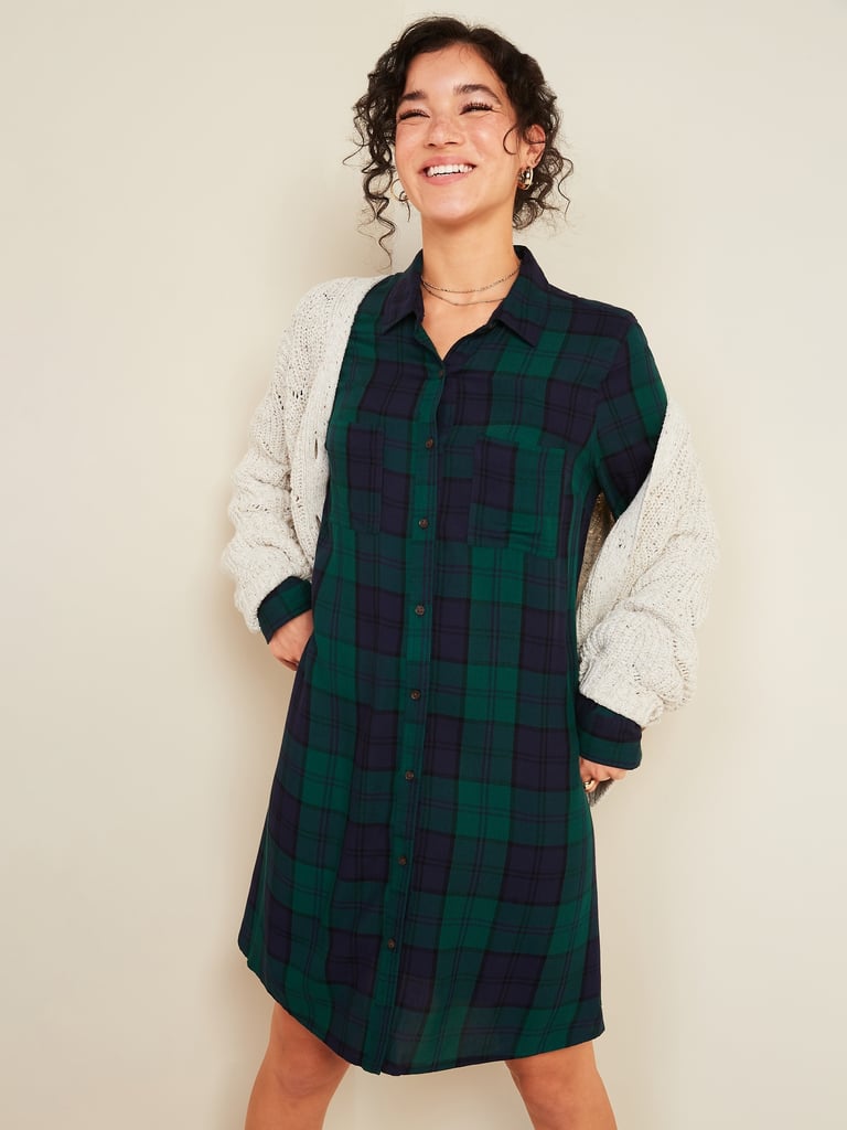 old navy flannel shirt dress