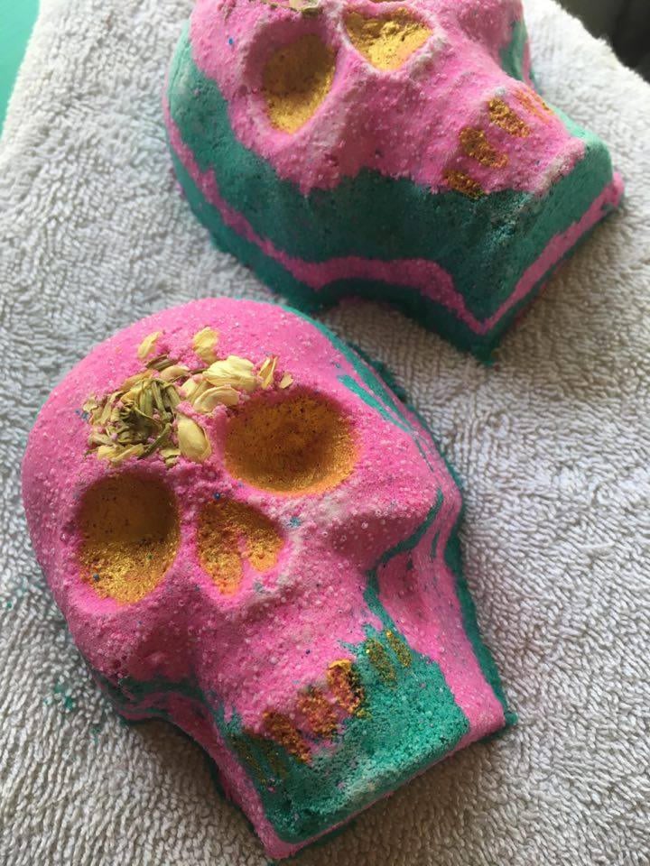 Pink and Teal Skull Bath Bomb