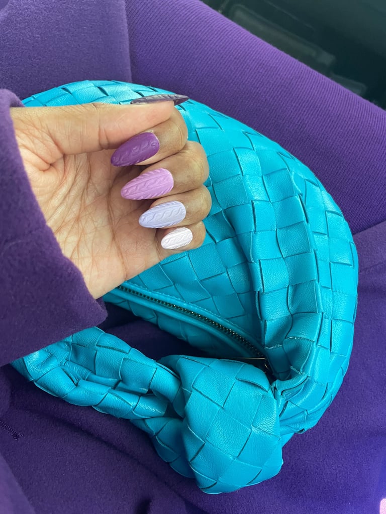B.Clawed Sweater Weather Press-On Nails in Purple ($17, originally $24)
Our editor always gets compliments when she wears these sweater-inspired press-on nails — and says they're easy to apply and last for weeks at a time. Get 30 percent off for Cyber Monday when you spend $30 with discount code BCLAWED30 at checkout.