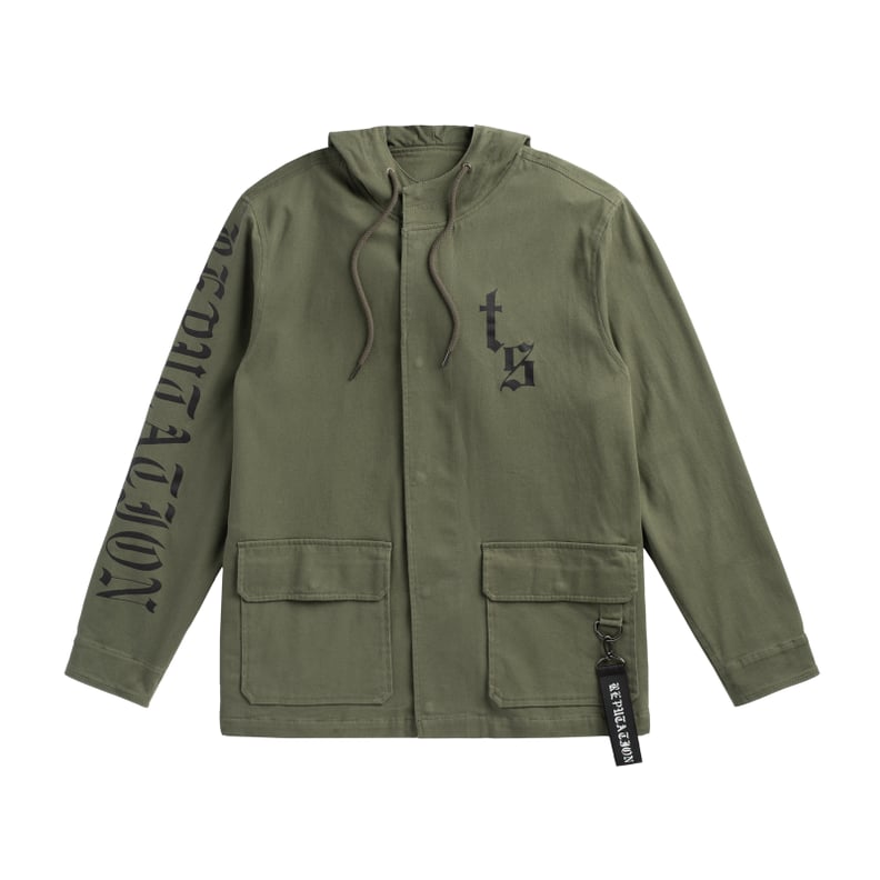 Olive Tour Jacket With Snake Design