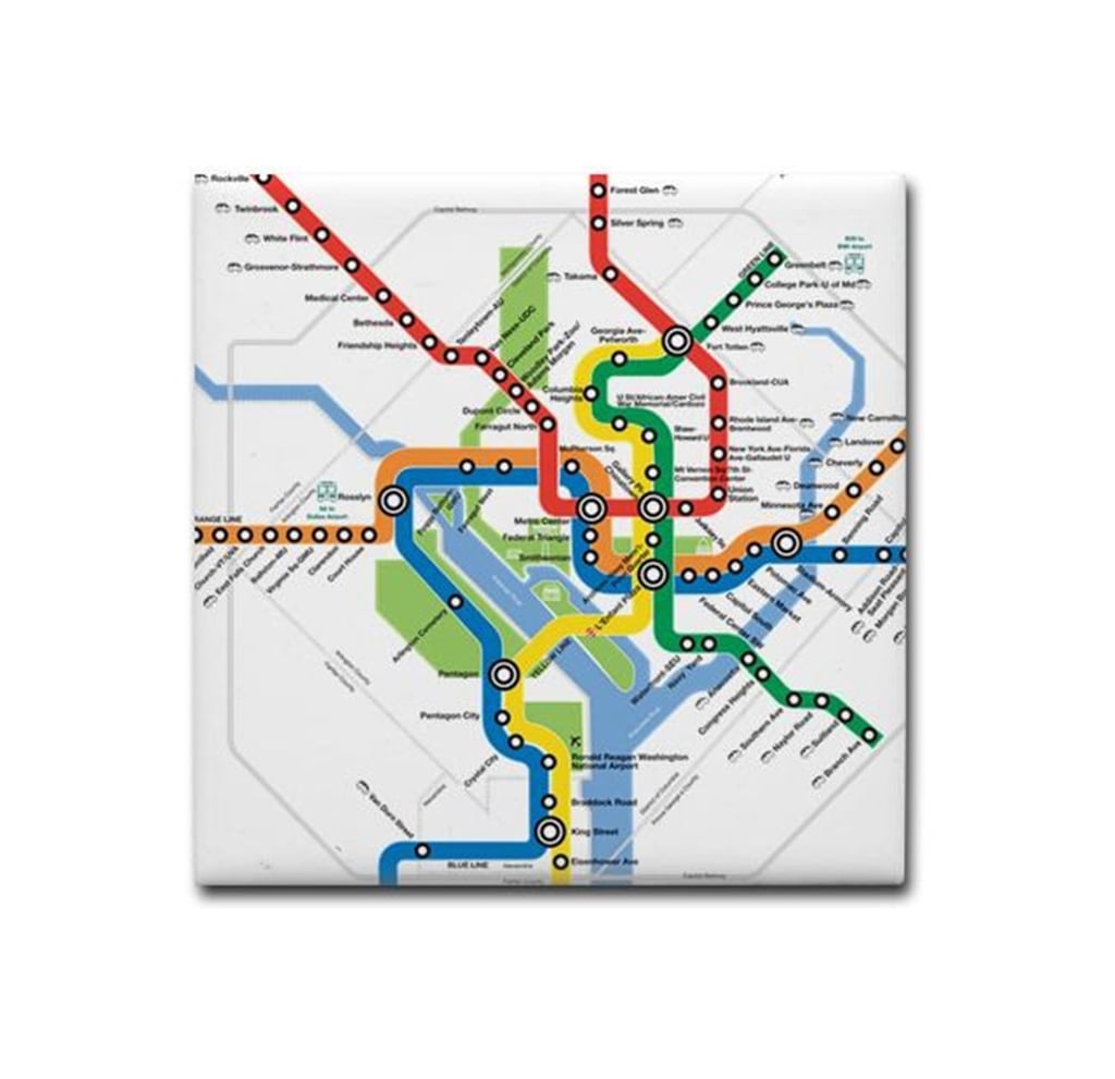 The local mass transit map doubles as a colorful tile drink coaster, ($11, originally $13) that looks great on your coffee table.