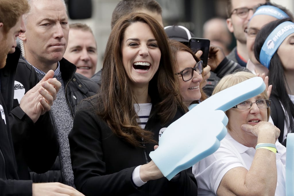 Kate cheered on Prince William and Harry during the London Marathon in April.