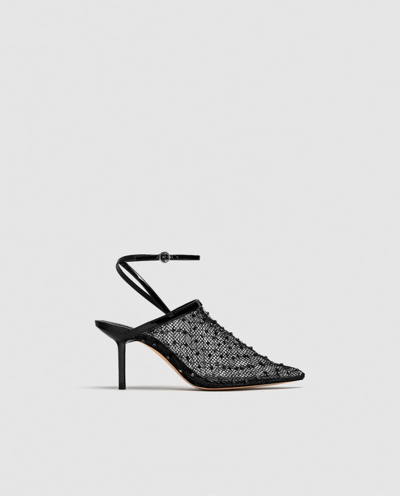 Zara Mesh Mid Heel Slingback Shoes