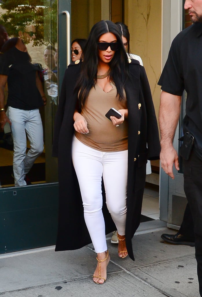 It may have been post-Labor Day, but the date didn't stop Kim from rocking white pants as she headed to the US Open with her sister Kendall Jenner.