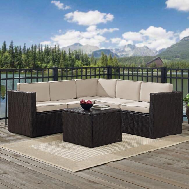 Espresso All Weather Outdoor Sectional and Sand Cushions