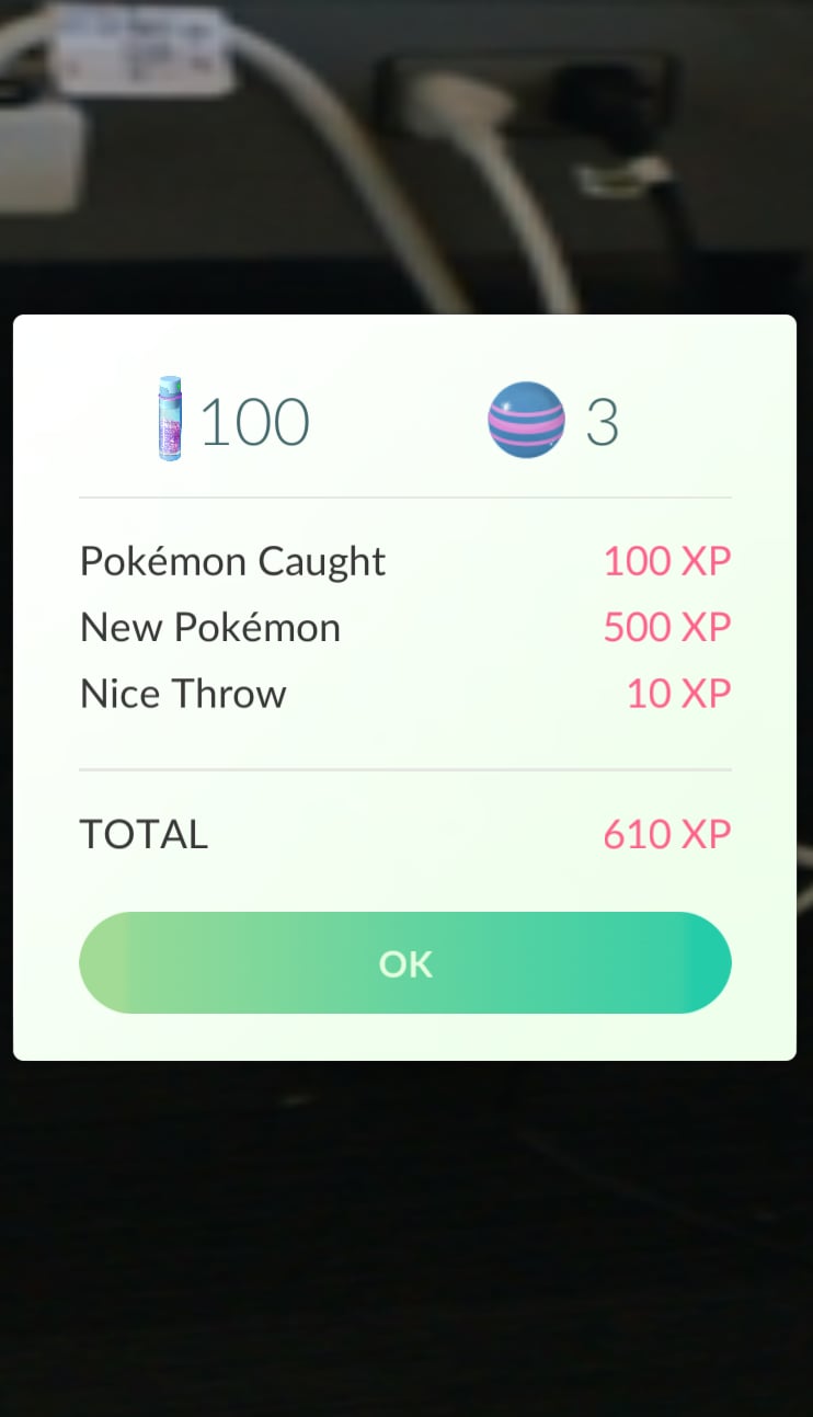 Once caught, you'll get experience points and other items.