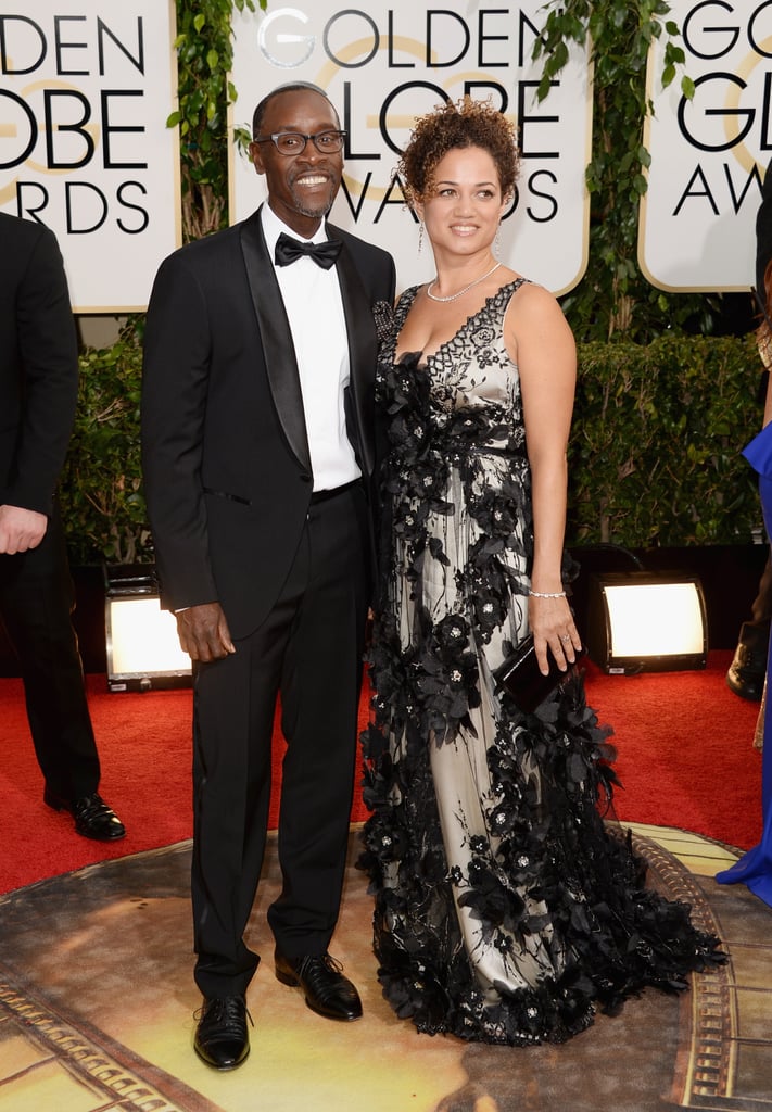 Don Cheadle smiled alongside Bridgid Coulter, who wore a Claire
Pettibone gown to the Golden Globes.