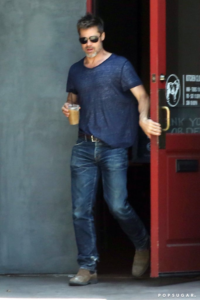 Brad Pitt Getting Coffee in LA July 2017 POPSUGAR Celebrity