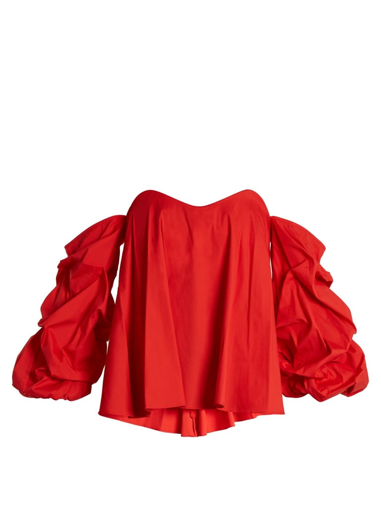 Mandy Moore Red Off the Shoulder Top | POPSUGAR Fashion