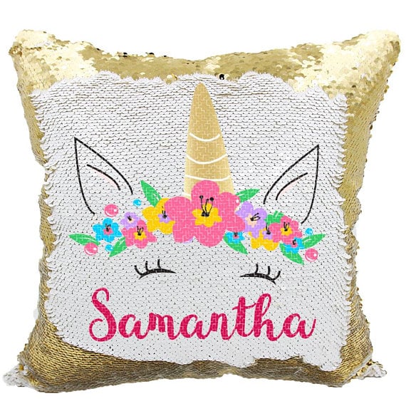 sequin unicorn cushion