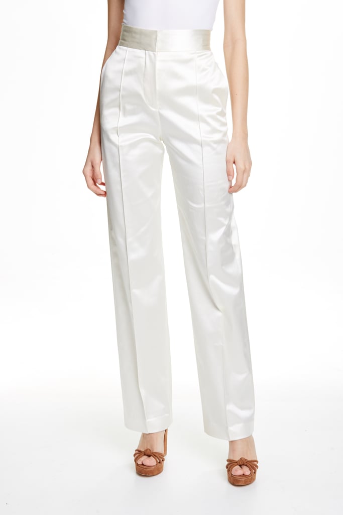white strip pant