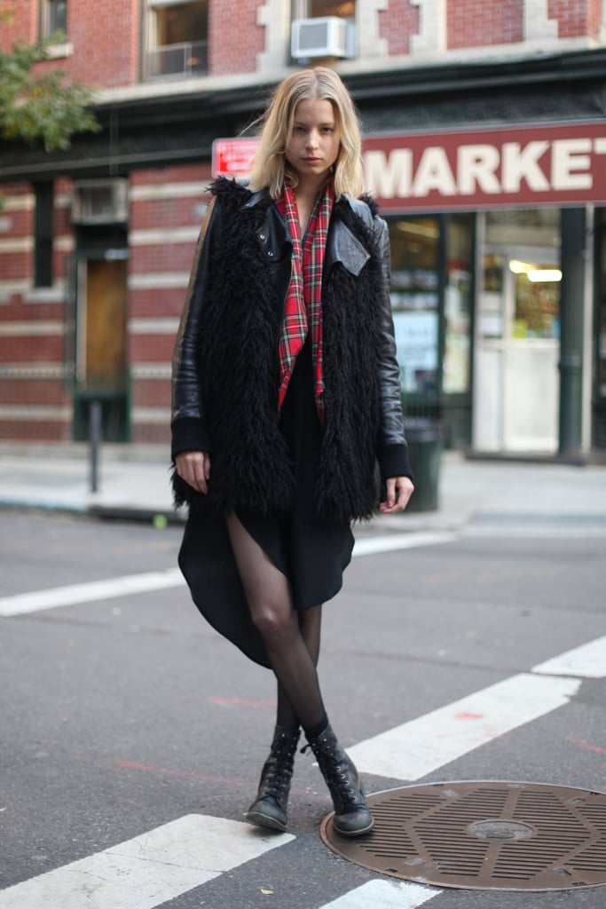 Take the grunge-inspired approach, and add a little plaid and sheer black tights to the mix.
Source: Le 21ème | Adam Katz Sinding