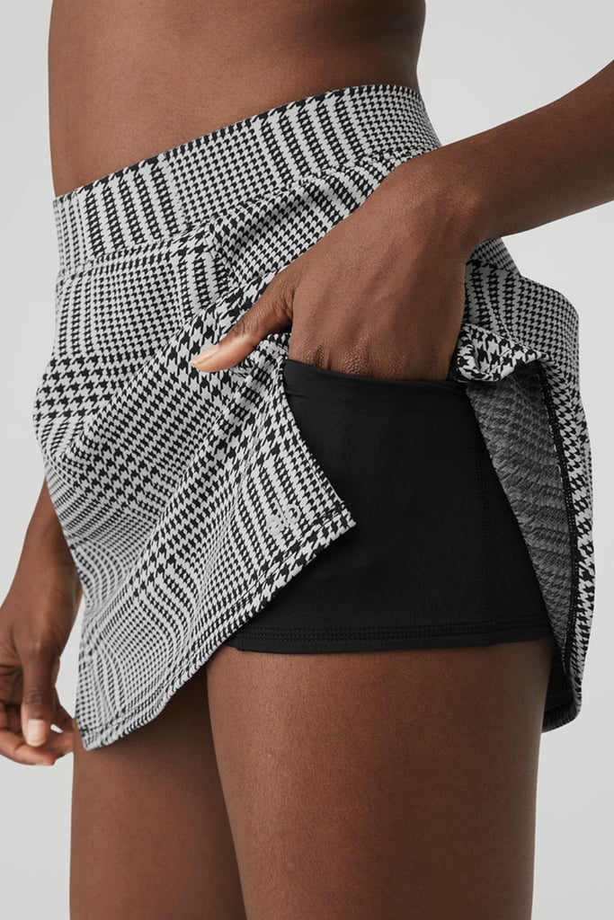 Jacquard Glenplaid Tennis Skirt in Titanium/Black