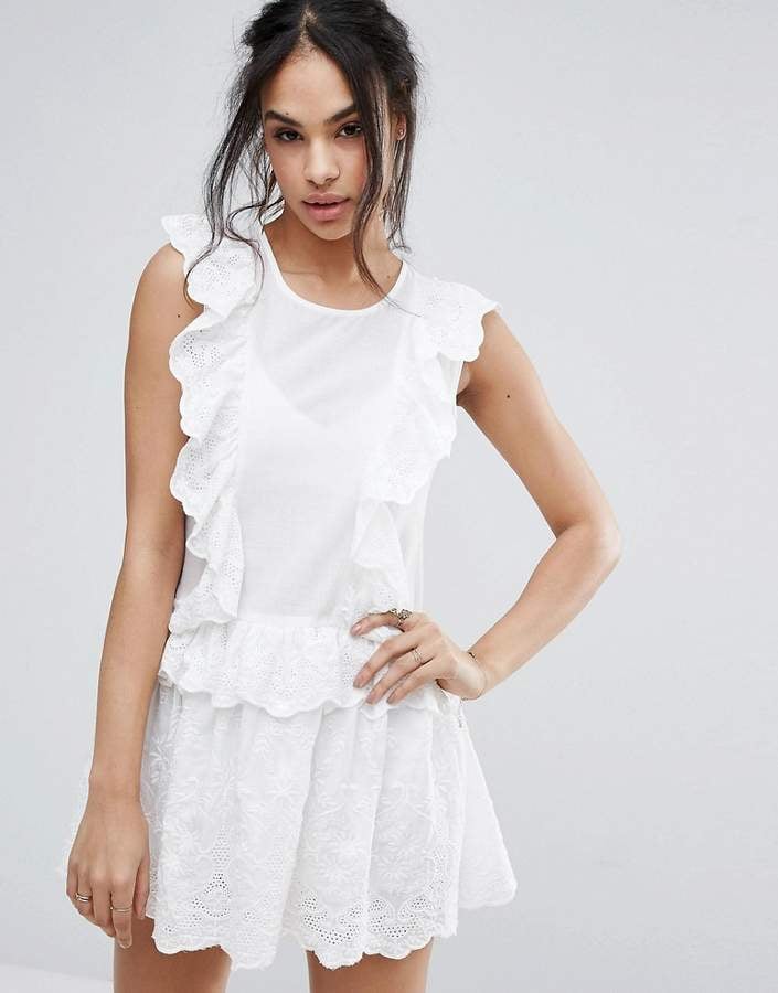 Missguided Broderie Lace Ruffle Mini Dress