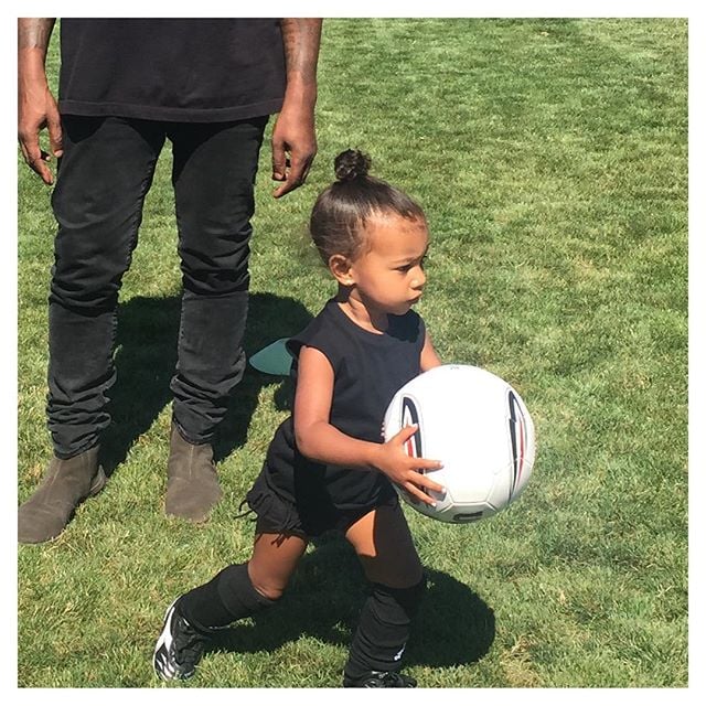 North West officially made her mama, Kim Kardashian, a soccer mom!