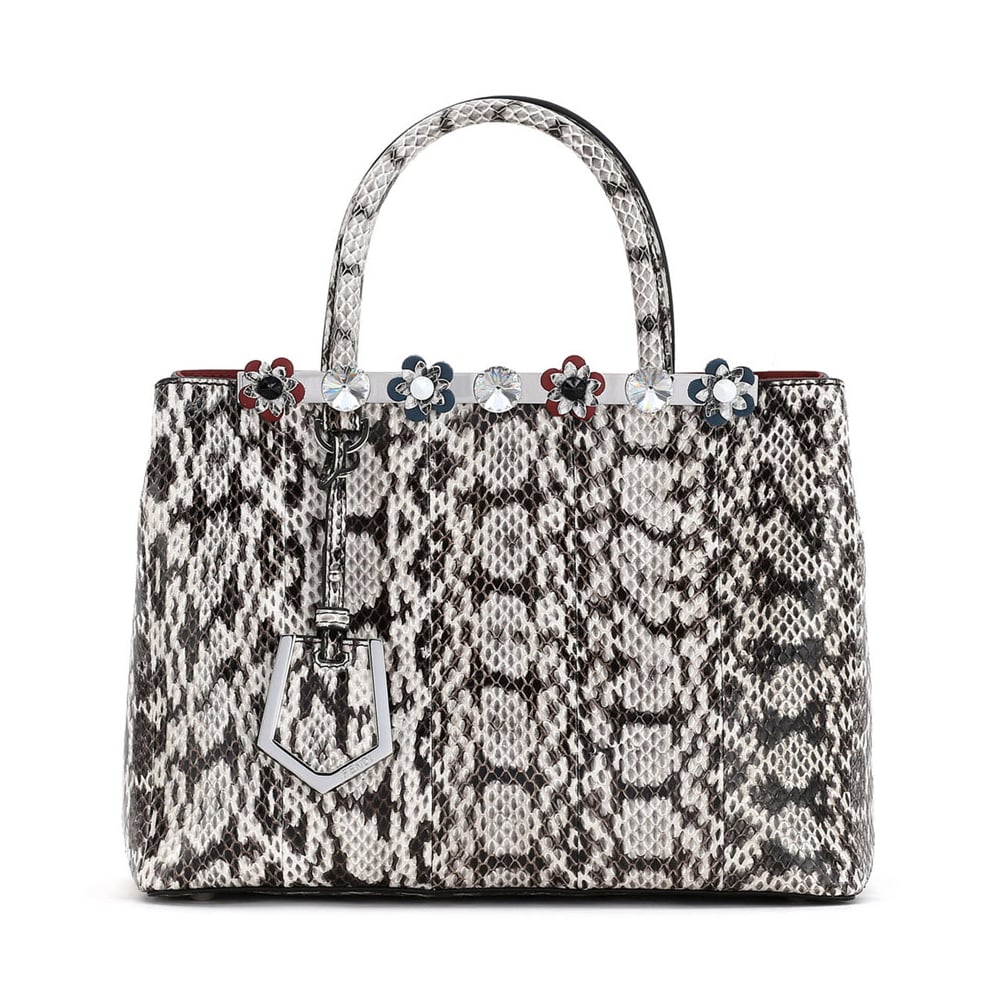 Fendi 2Jours Petite Snakeskin Tote Bag, Gray/White ($4,750)