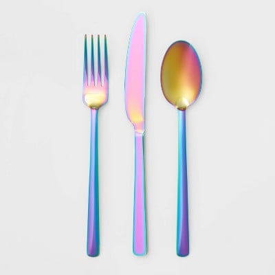 Room Essentials 12pc Stainless Steel Annika Rainbow  Silverware Set