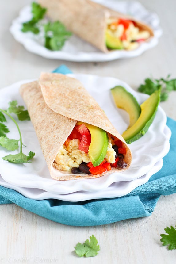 Healthy Breakfast Burrito With Avocado and Chipotle Yogurt