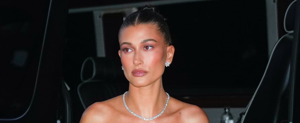 Hailey Bieber Wears Sparkly Pink Dress at Rhode Party in NYC