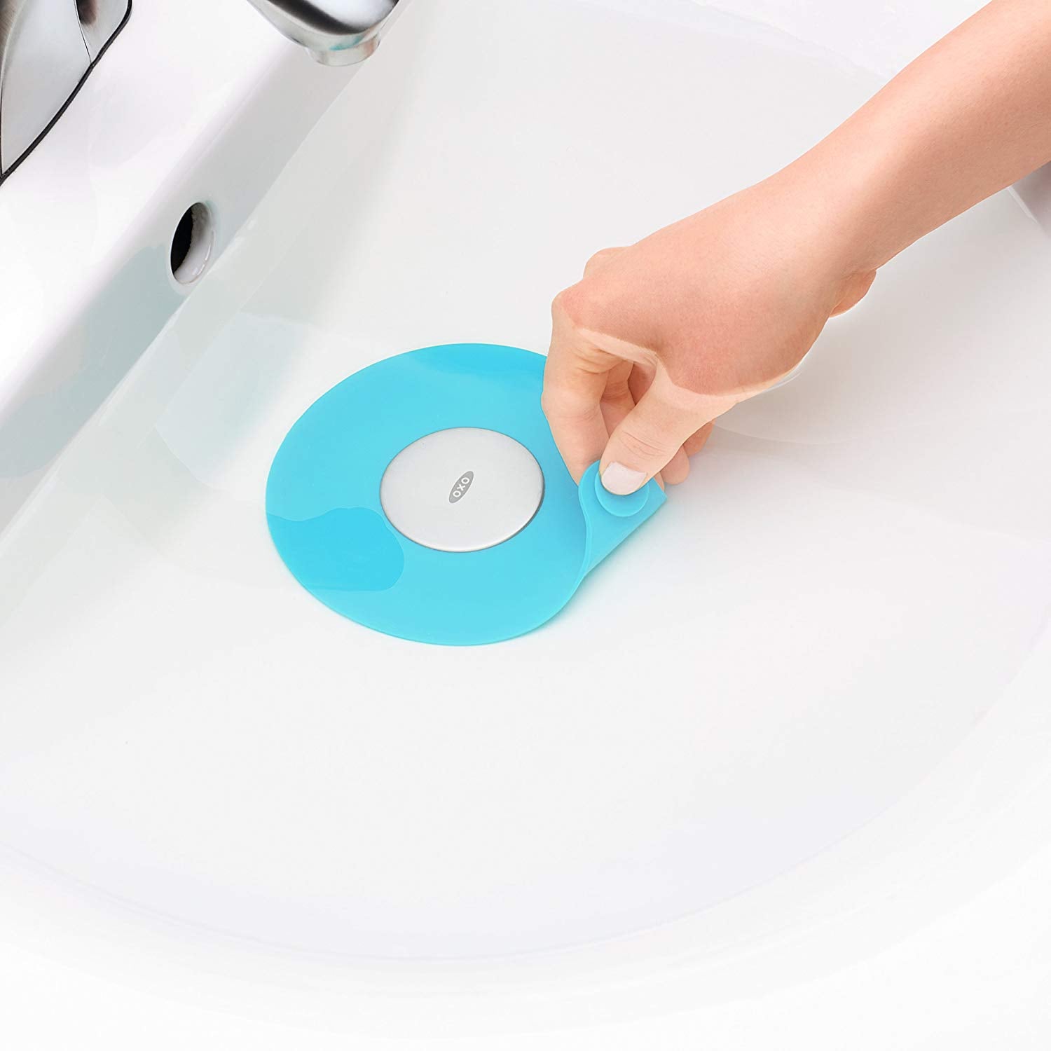 OXO Tot Silicone Tub Drain Stopper Aqua Plug Bathrooms Bathtub Blue #26
