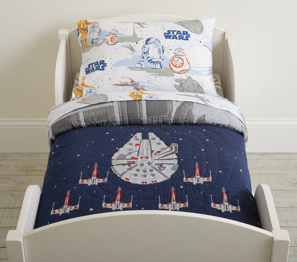 Star Wars Millennium Falcon Toddler Quilt Theres So Much Baby Yoda Goodness In This Pottery Barn Kids Star Wars Collection Popsugar Family Photo 9