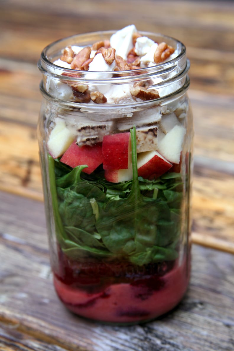 Grilled Chicken, Beet, Apple, and Spinach Salad With Strawberry Vinaigrette