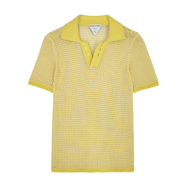 Bottega Veneta Yellow Open-Knit Mesh Polo Shirt